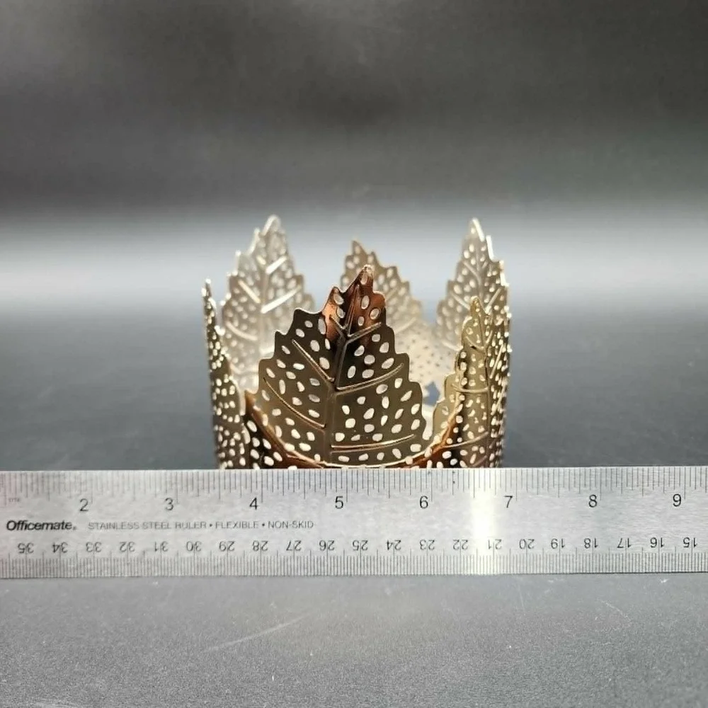 Bath & Body Works Rose Gold Leaf Candle Sleeve Autumn Decor‎ Metal Holder 3Wick